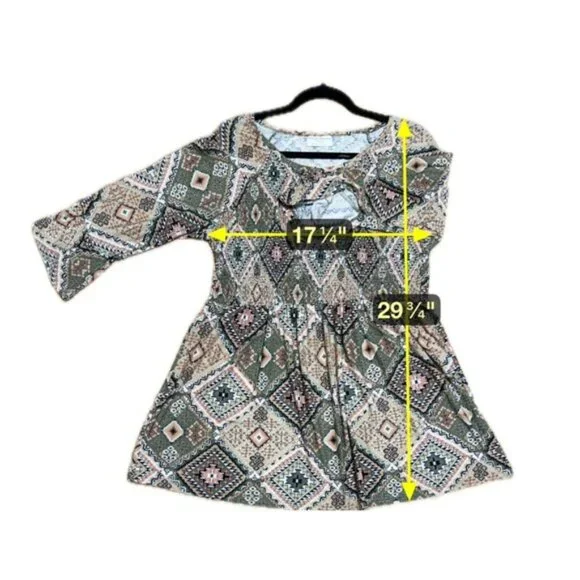 Southwestern Boho 70s Revival Tunic Top Womens Size‎ Large Hippie Rustic Chic - Picture 7 of 9